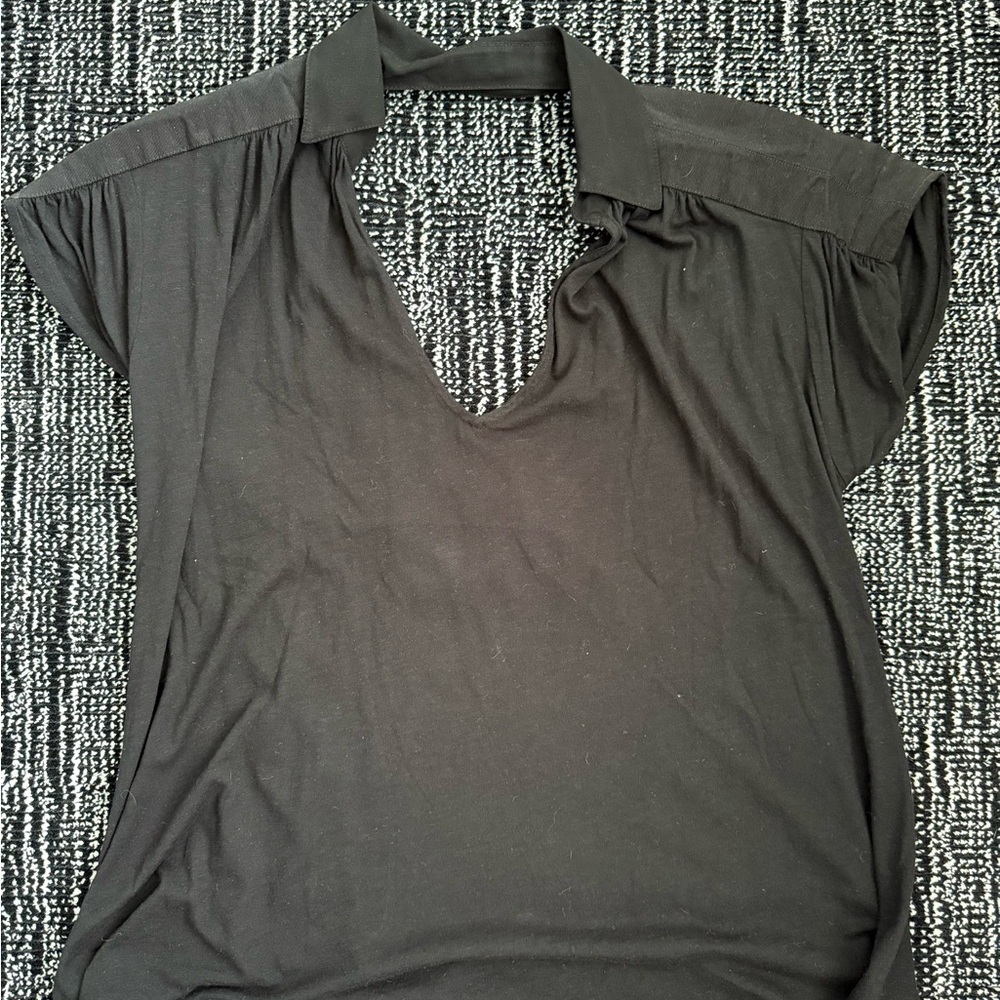 Burning Torch Gray Cap Sleeve Polo Blouse